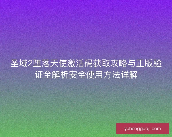 圣域2堕落天使激活码获取攻略与正版验证全解析安全使用方法详解